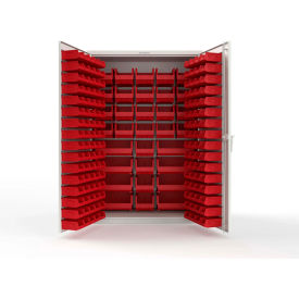 Strong Hold® Extra Heavy Duty Cabinet without Legs 176 Red Bins 48"W x 24"D x 72"H White