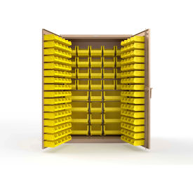 Strong Hold® Extra Heavy Duty Cabinet without Legs 176 Yellow Bins 48"W x 24"D x 72"H Beige