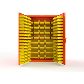 Strong Hold® Extra Heavy Duty Cabinet without Legs 176 Yellow Bins 48"W x 24"D x 72"H Orange