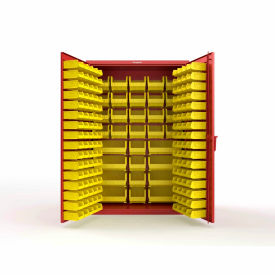 Strong Hold® Extra Heavy Duty Cabinet without Legs 176 Yellow Bins 48"W x 24"D x 72"H Red