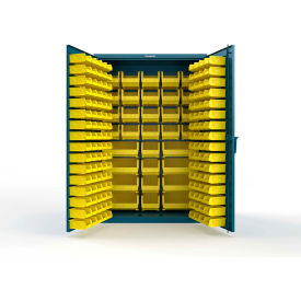Strong Hold® Extra Heavy Duty Cabinet without Legs 176 Yellow Bins 48"W x 24"D x 72"H Blue