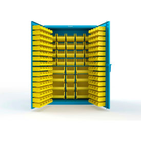 Strong Hold® Extra Heavy Duty Cabinet w/o Legs 176 Yellow Bins 48"W x 24"D x 72"H Light Blue