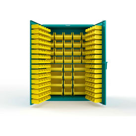 Strong Hold® Extra Heavy Duty Cabinet without Legs 176 Yellow Bins 48"W x 24"D x 72"H Teal