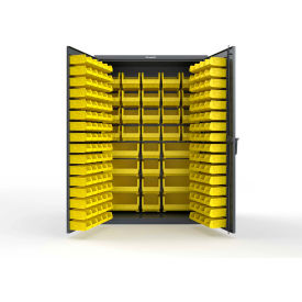 Strong Hold® Extra Heavy Duty Cabinet w/o Legs 176 Yellow Bins 48"W x 24"D x 72"H Dark Gray