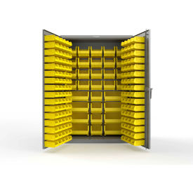 Strong Hold® Extra Heavy Duty Cabinet w/o Legs 176 Yellow Bins 48"W x 24"D x 72"H Dusty Gray