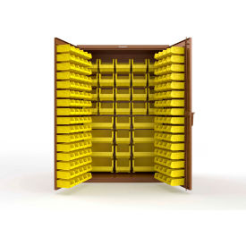 Strong Hold® Extra Heavy Duty Cabinet without Legs 176 Yellow Bins 48"W x 24"D x 72"H Brown