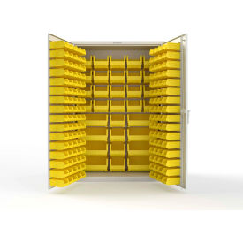 Strong Hold® Extra Heavy Duty Cabinet without Legs 176 Yellow Bins 48"W x 24"D x 72"H White