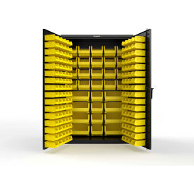 Strong Hold® Extra Heavy Duty Cabinet without Legs 176 Yellow Bins 48"W x 24"D x 72"H Black