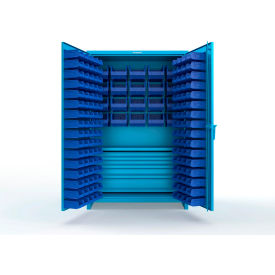 Strong Hold® Extra Heavy Duty Cabinet w/ 3" Legs 164 Blue Bins 48"W x 24"D x 75"H Light Blue