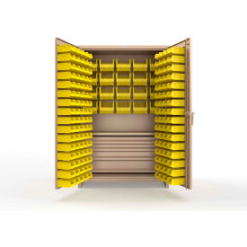 Strong Hold® Extra Heavy Duty Cabinet with 3" Legs 164 Yellow Bins 48"W x 24"D x 75"H Beige