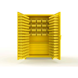 Strong Hold® Extra Heavy Duty Cabinet with 3" Legs 164 Yellow Bins 48"W x 24"D x 75"H Yellow