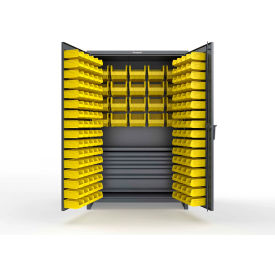 Strong Hold® Extra Heavy Duty Cabinet w/ 3" Legs 164 Yellow Bins 48"W x 24"D x 75"HDark Gray