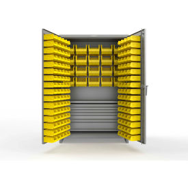Strong Hold® Extra Heavy Duty Cabinet w/ 3"Legs 164 Yellow Bins 48"W x 24"D x 75"HDusty Gray