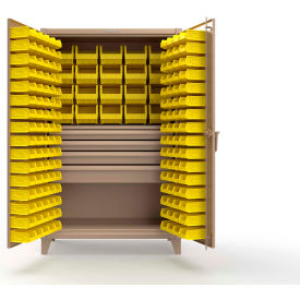 Strong Hold® Extreme Duty Bin Cabinet 164 Bins 4 Drawer 1 Shelf 48"W x 24"D x 78"H Beige 