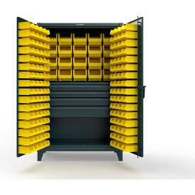 Extreme Duty Bin Cabinet, 164 Bins, 4 Drawer, 1 Shelf, 48"W x 24"D x 78"H, Blue view 2
