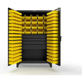 Strong Hold® Extreme Duty Bin Cabinet 164 Bins 4 Drawer 1 Shelf 48"W x 24"D x 78"H Black 