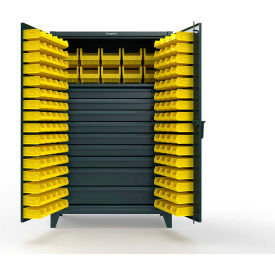 Strong Hold® Extreme Duty Bin Cabinet 154 Bins 9 Drawer 1 Shelf 48"W x 24"D x 78"H Blue 