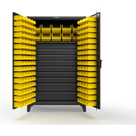 Strong Hold® Extreme Duty Bin Cabinet 154 Bins 9 Drawer 1 Shelf 48"W x 24"D x 78"H Black 