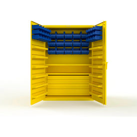 Strong Hold® Extra Heavy Duty Cabinet without Legs 42 Blue Bins 48"W x 24"D x 72"H Yellow