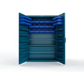 Strong Hold® Extra Heavy Duty Cabinet without Legs 42 Blue Bins 48"W x 24"D x 72"H Blue
