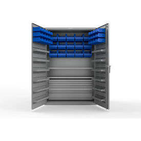 Strong Hold® Extra Heavy Duty Cabinet without Legs 42 Blue Bins 48"W x 24"D x 72"HDusty Gray