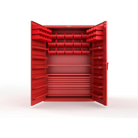 Strong Hold® Extra Heavy Duty Cabinet without Legs 42 Red Bins 48"W x 24"D x 72"H Red