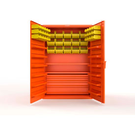 Strong Hold® Extra Heavy Duty Cabinet without Legs 42 Yellow Bins 48"W x 24"D x 72"H Orange