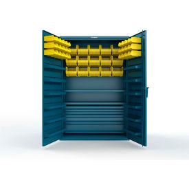 Strong Hold® Extra Heavy Duty Cabinet without Legs 42 Yellow Bins 48"W x 24"D x 72"H Blue