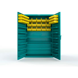 Strong Hold® Extra Heavy Duty Cabinet without Legs 42 Yellow Bins 48"W x 24"D x 72"H Teal