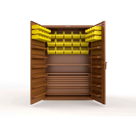 Strong Hold® Extra Heavy Duty Cabinet without Legs 42 Yellow Bins 48"W x 24"D x 72"H Brown