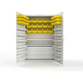 Strong Hold® Extra Heavy Duty Cabinet without Legs 42 Yellow Bins 48"W x 24"D x 72"H White