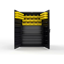 Strong Hold® Extra Heavy Duty Cabinet without Legs 42 Yellow Bins 48"W x 24"D x 72"H Black