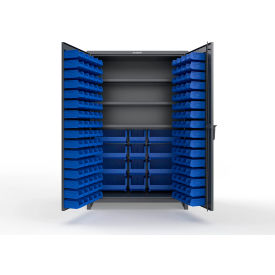 Strong Hold® Extra Heavy Duty Cabinet with 3" Legs 156 Blue Bins 48"W x 24"D x 75"HDark Gray