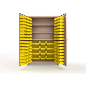 Strong Hold® Extra Heavy Duty Cabinet with 3" Legs 156 Yellow Bins 48"W x 24"D x 75"H Beige