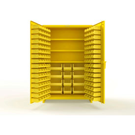 Strong Hold® Extra Heavy Duty Cabinet with 3" Legs 156 Yellow Bins 48"W x 24"D x 75"H Yellow