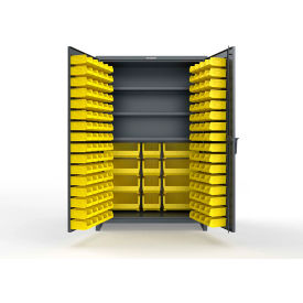 Strong Hold® Extra Heavy Duty Cabinet w/ 3" Legs 156 Yellow Bins 48"W x 24"D x 75"HDark Gray