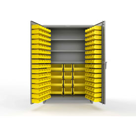 Strong Hold® Extra Heavy Duty Cabinet w/ 3"Legs 156 Yellow Bins 48"W x 24"D x 75"HDusty Gray