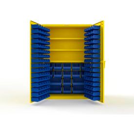 Strong Hold® Extra Heavy Duty Cabinet without Legs 160 Blue Bins 48"W x 24"D x 72"H Yellow