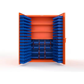 Strong Hold® Extra Heavy Duty Cabinet without Legs 160 Blue Bins 48"W x 24"D x 72"H Orange