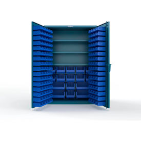 Strong Hold® Extra Heavy Duty Cabinet without Legs 160 Blue Bins 48"W x 24"D x 72"H Blue