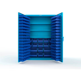 Strong Hold® Extra Heavy Duty Cabinet w/o Legs 160 Blue Bins 48"W x 24"D x 72"H Light Blue