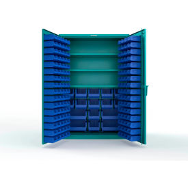 Strong Hold® Extra Heavy Duty Cabinet without Legs 160 Blue Bins 48"W x 24"D x 72"H Teal