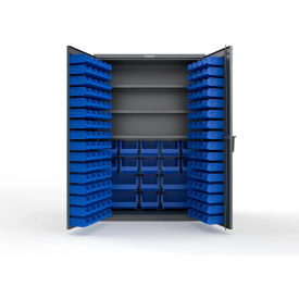 Strong Hold® Extra Heavy Duty Cabinet without Legs 160 Blue Bins 48"W x 24"D x 72"HDark Gray