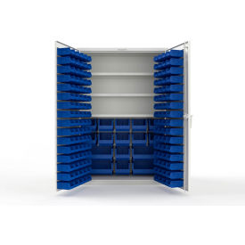 Strong Hold® Extra Heavy Duty Cabinet without Legs 160 Blue Bins 48"W x 24"D x 72"H White
