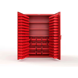 Strong Hold® Extra Heavy Duty Cabinet without Legs 160 Red Bins 48"W x 24"D x 72"H Red