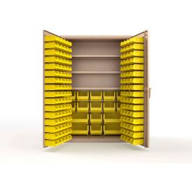 Strong Hold® Extra Heavy Duty Cabinet without Legs 160 Yellow Bins 48"W x 24"D x 72"H Beige