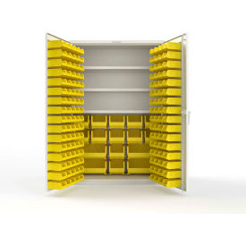 Strong Hold® Extra Heavy Duty Cabinet without Legs 160 Yellow Bins 48"W x 24"D x 72"H White