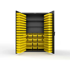 Strong Hold® Extra Heavy Duty Cabinet without Legs 160 Yellow Bins 48"W x 24"D x 72"H Black