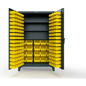 Strong Hold® Extreme Duty Bin Cabinet 164 Bins 3 Shelf 48"W x 24"D x 78"H Blue 