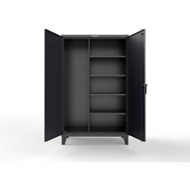 Strong Hold® Extreme Duty Janitorial Cabinet w/ 4 Shelves 48"W x 24"D x 78"H Black 
